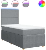 vidaXL Κρεβάτι Boxspring με Στρώμα Ανοιχτό Γκρι 90x200 εκ. Υφασμάτινο