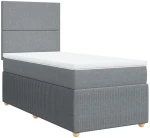 vidaXL Κρεβάτι Boxspring με Στρώμα Ανοιχτό Γκρι 90x200 εκ. Υφασμάτινο