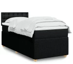 vidaXL Κρεβάτι Boxspring με Στρώμα Μαύρο 90x200 εκ. Υφασμάτινο