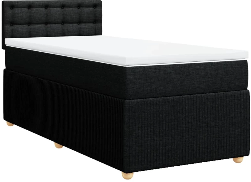 vidaXL Κρεβάτι Boxspring με Στρώμα Μαύρο 90x200 εκ. Υφασμάτινο