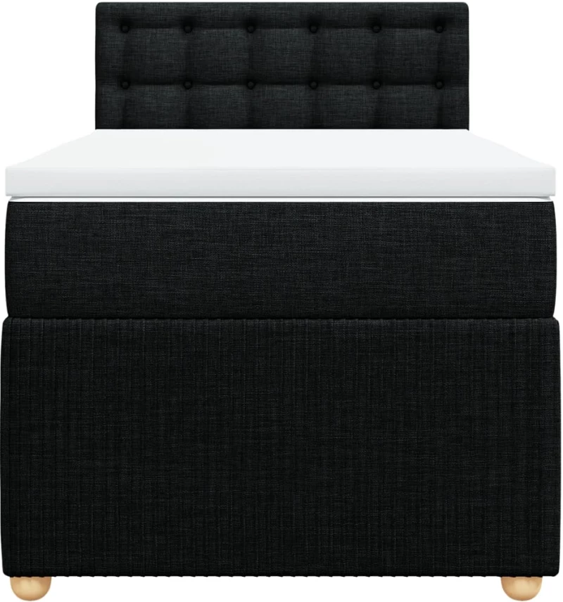 vidaXL Κρεβάτι Boxspring με Στρώμα Μαύρο 90x200 εκ. Υφασμάτινο