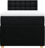 vidaXL Κρεβάτι Boxspring με Στρώμα Μαύρο 90x200 εκ. Υφασμάτινο