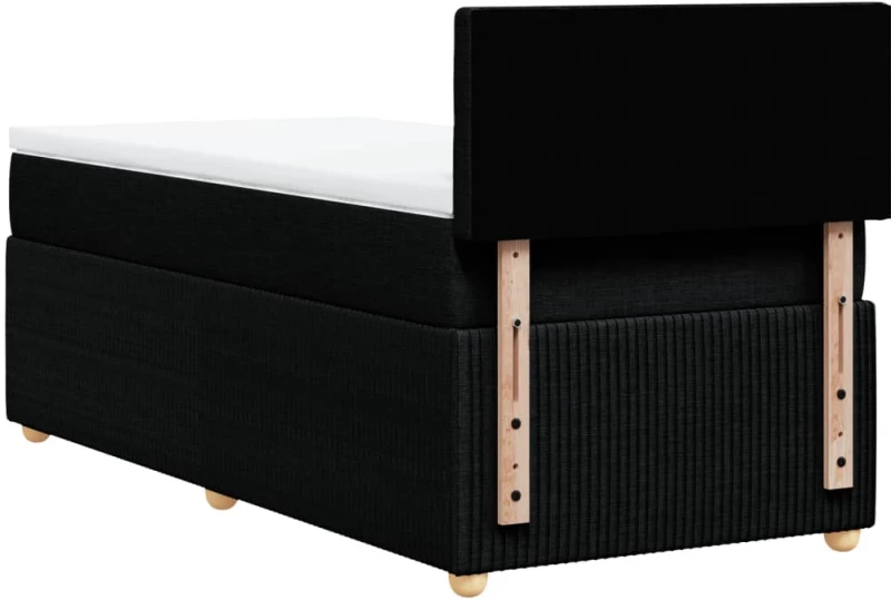 vidaXL Κρεβάτι Boxspring με Στρώμα Μαύρο 90x200 εκ. Υφασμάτινο