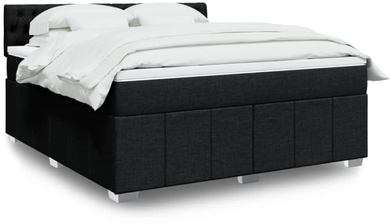 vidaXL Κρεβάτι Boxspring με Στρώμα Μαύρο 180x200 εκ. Υφασμάτινο