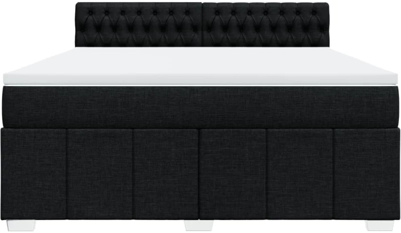 vidaXL Κρεβάτι Boxspring με Στρώμα Μαύρο 180x200 εκ. Υφασμάτινο