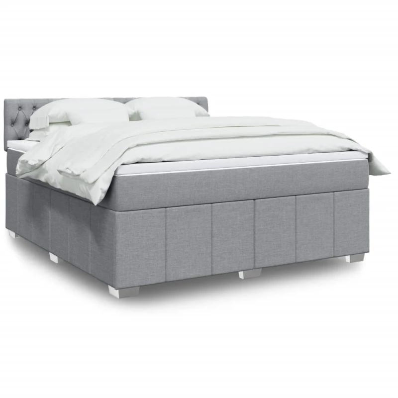 vidaXL Κρεβάτι Boxspring με Στρώμα Ανοιχτό Γκρι 180x200 εκ. Υφασμάτινο