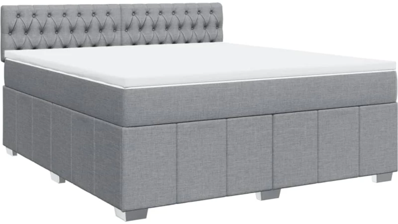 vidaXL Κρεβάτι Boxspring με Στρώμα Ανοιχτό Γκρι 180x200 εκ. Υφασμάτινο