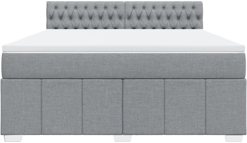 vidaXL Κρεβάτι Boxspring με Στρώμα Ανοιχτό Γκρι 180x200 εκ. Υφασμάτινο