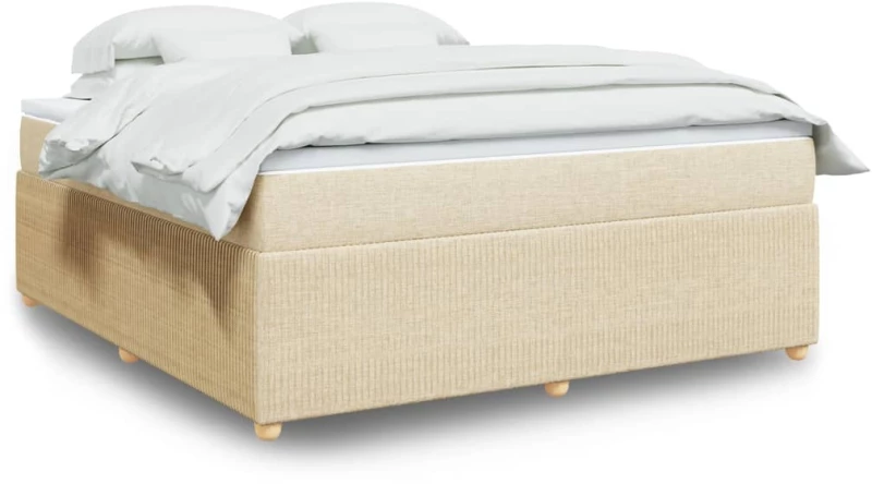 vidaXL Κρεβάτι Boxspring με Στρώμα Κρεμ 180x200 εκ. Υφασμάτινο