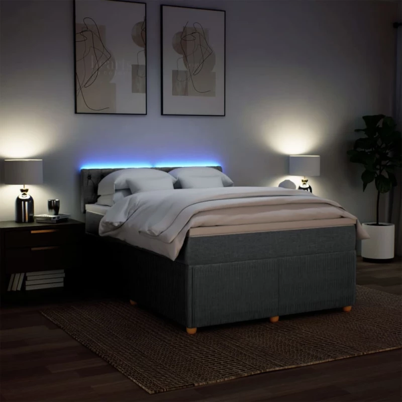 vidaXL Κρεβάτι Boxspring με Στρώμα Αν. Πράσινο 160x200εκ Υφασμάτινο