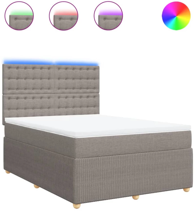 vidaXL Κρεβάτι Boxspring με Στρώμα Taupe 160x200 εκ. Υφασμάτινο