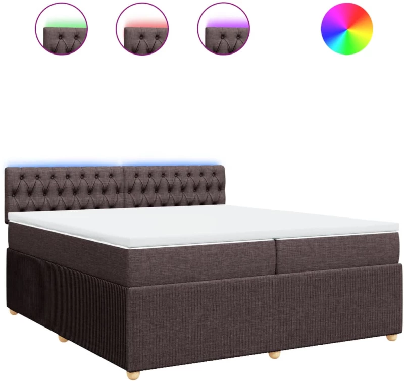 vidaXL Κρεβάτι Boxspring με Στρώμα Σκούρο Καφέ 200x200 εκ. Υφασμάτινο