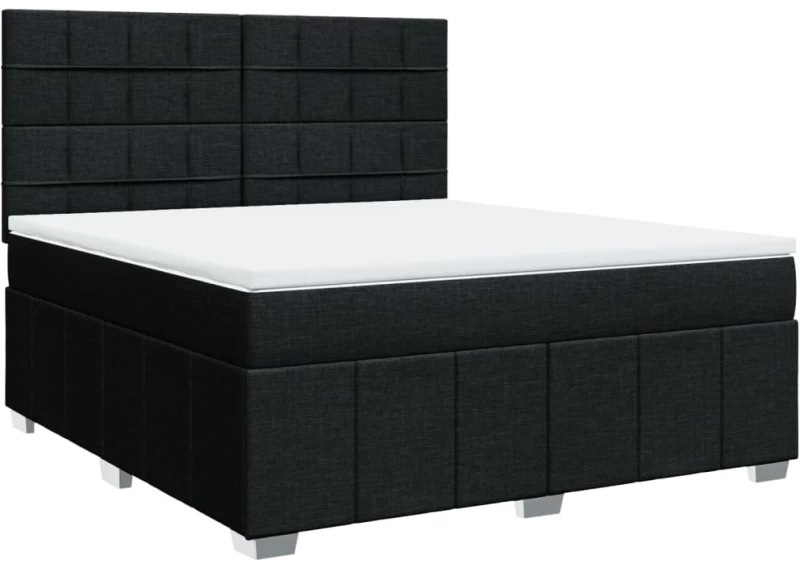 vidaXL Κρεβάτι Boxspring με Στρώμα Μαύρο 180x200 εκ. Υφασμάτινο