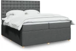 vidaXL Κρεβάτι Boxspring με Στρώμα Σκούρο Γκρι 200x200 εκ. Υφασμάτινο