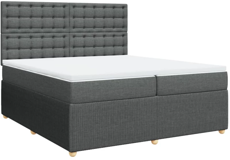 vidaXL Κρεβάτι Boxspring με Στρώμα Σκούρο Γκρι 200x200 εκ. Υφασμάτινο