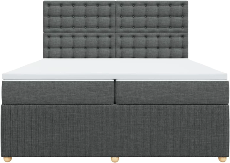 vidaXL Κρεβάτι Boxspring με Στρώμα Σκούρο Γκρι 200x200 εκ. Υφασμάτινο