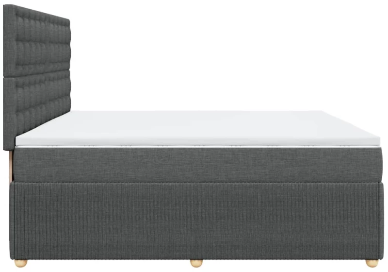 vidaXL Κρεβάτι Boxspring με Στρώμα Σκούρο Γκρι 200x200 εκ. Υφασμάτινο