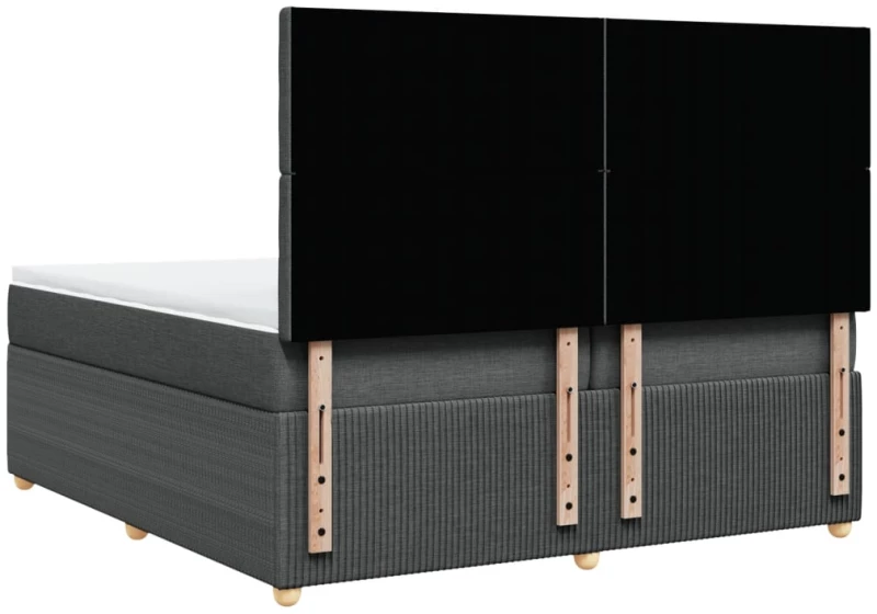 vidaXL Κρεβάτι Boxspring με Στρώμα Σκούρο Γκρι 200x200 εκ. Υφασμάτινο