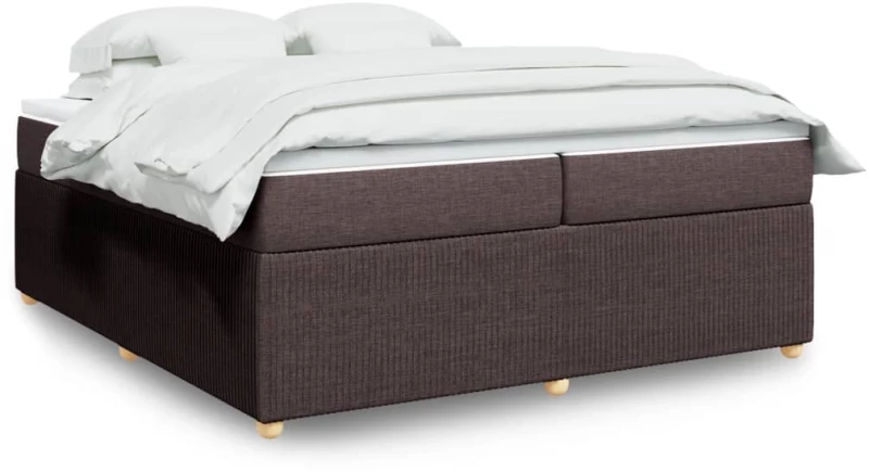 vidaXL Κρεβάτι Boxspring με Στρώμα Σκούρο Καφέ 200x200 εκ. Υφασμάτινο
