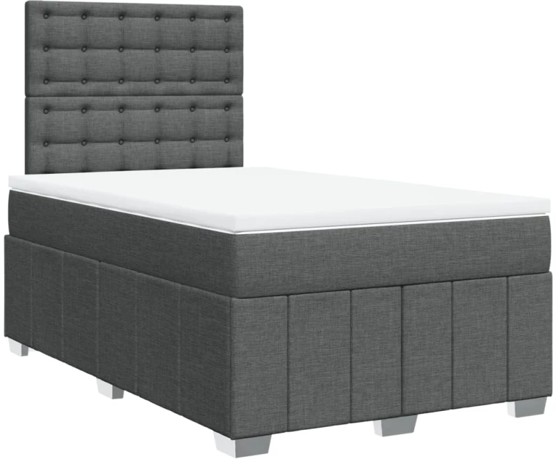 vidaXL Κρεβάτι Boxspring με Στρώμα Σκούρο Γκρι 120x200 εκ. Υφασμάτινο