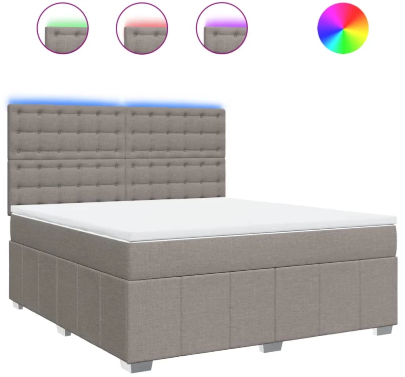 vidaXL Κρεβάτι Boxspring με Στρώμα Taupe 180x200 εκ. Υφασμάτινο