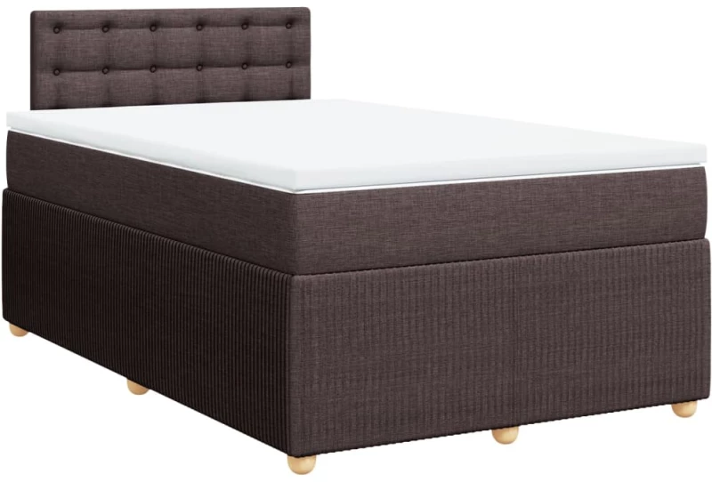 vidaXL Κρεβάτι Boxspring με Στρώμα Σκούρο Καφέ 120x190 εκ Υφασμάτινο