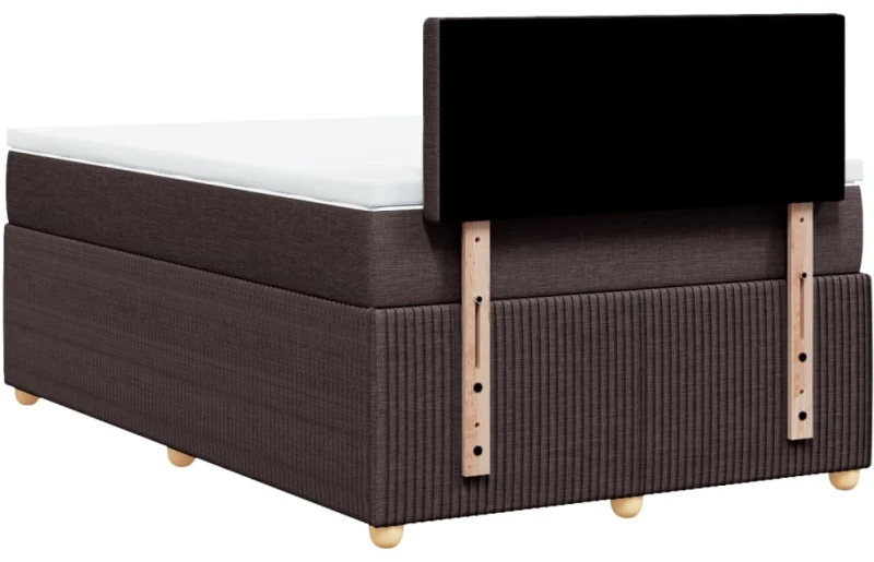 vidaXL Κρεβάτι Boxspring με Στρώμα Σκούρο Καφέ 120x190 εκ Υφασμάτινο