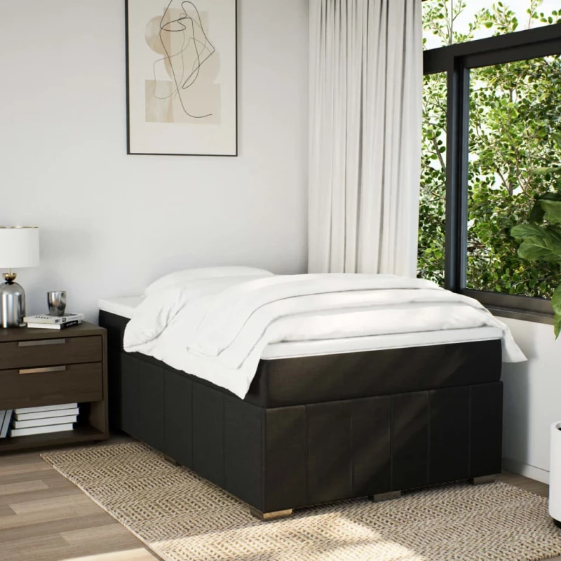 vidaXL Κρεβάτι Boxspring με Στρώμα Μαύρο 120x200 εκ. Υφασμάτινο