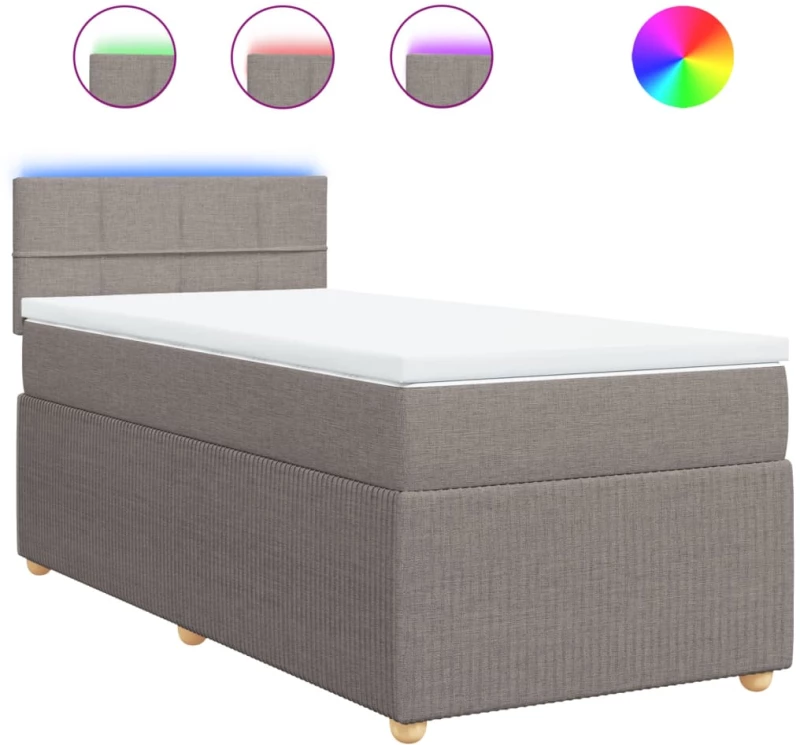 vidaXL Κρεβάτι Boxspring με Στρώμα Taupe 100 x 200 εκ. Υφασμάτινο