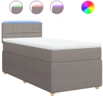 vidaXL Κρεβάτι Boxspring με Στρώμα Taupe 100 x 200 εκ. Υφασμάτινο