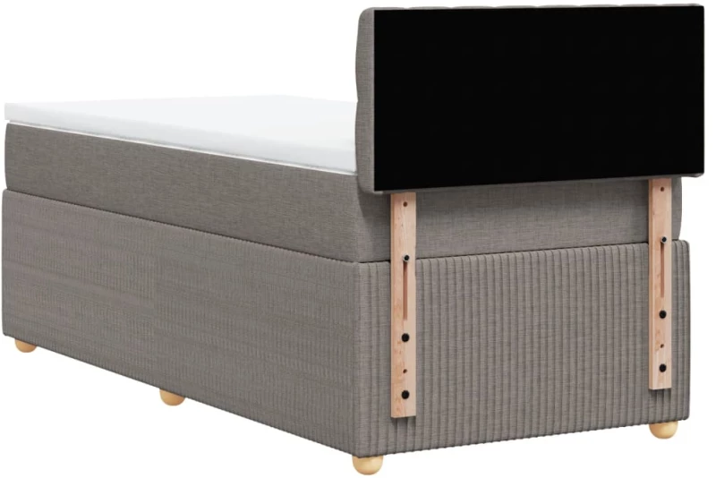 vidaXL Κρεβάτι Boxspring με Στρώμα Taupe 90x200 εκ. Υφασμάτινο