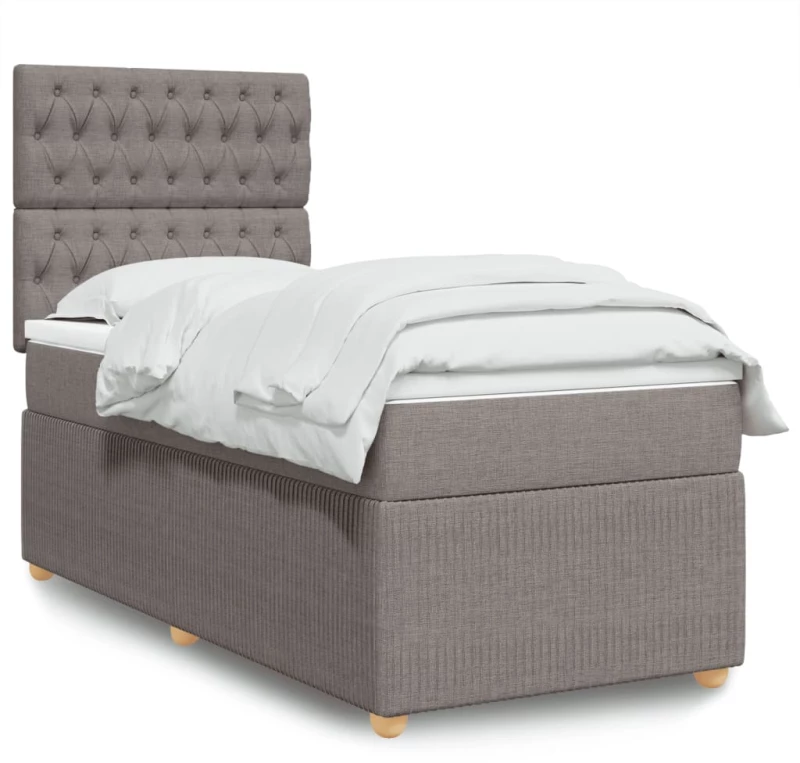 vidaXL Κρεβάτι Boxspring με Στρώμα Taupe 90x200 εκ. Υφασμάτινο