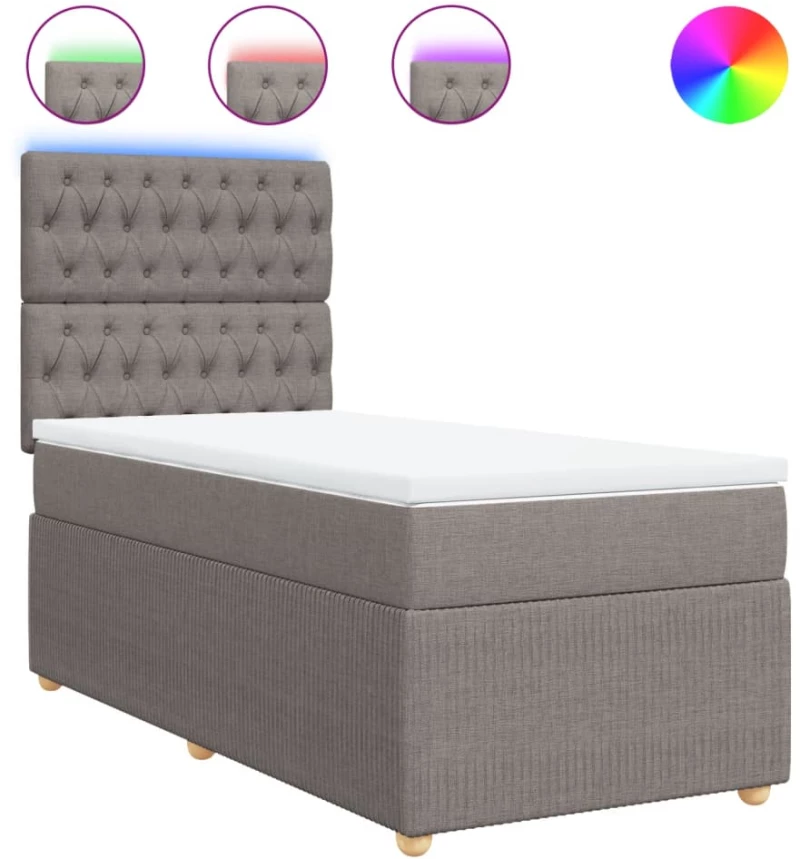 vidaXL Κρεβάτι Boxspring με Στρώμα Taupe 90x200 εκ. Υφασμάτινο