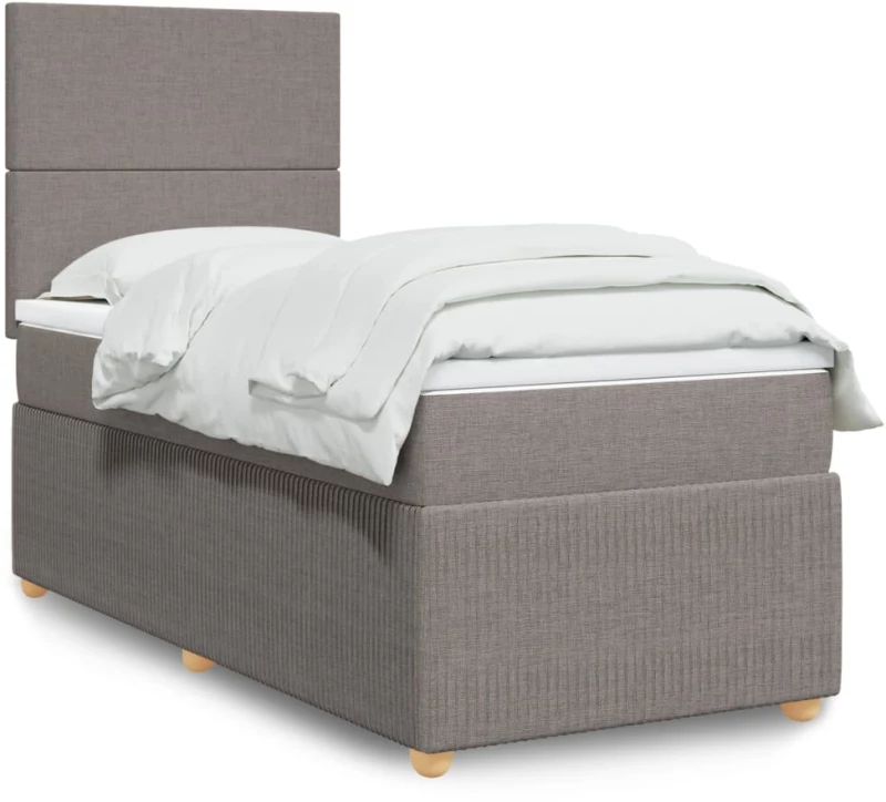 vidaXL Κρεβάτι Boxspring με Στρώμα Taupe 90x200 εκ. Υφασμάτινο