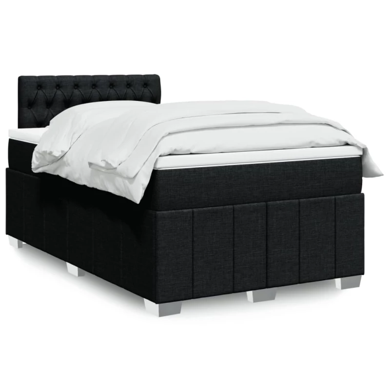 vidaXL Κρεβάτι Boxspring με Στρώμα Μαύρο 120x200 εκ. Υφασμάτινο