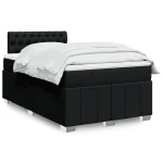 vidaXL Κρεβάτι Boxspring με Στρώμα Μαύρο 120x200 εκ. Υφασμάτινο