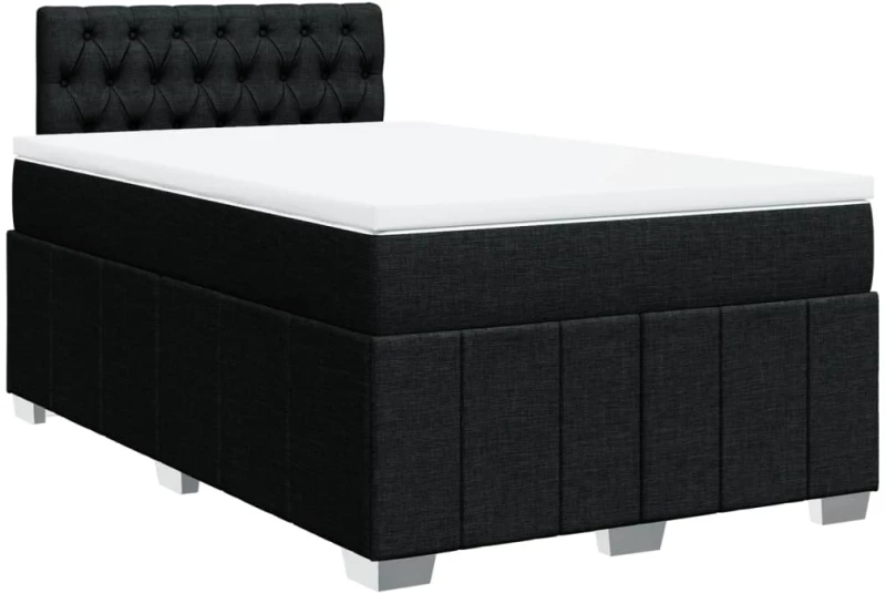 vidaXL Κρεβάτι Boxspring με Στρώμα Μαύρο 120x200 εκ. Υφασμάτινο