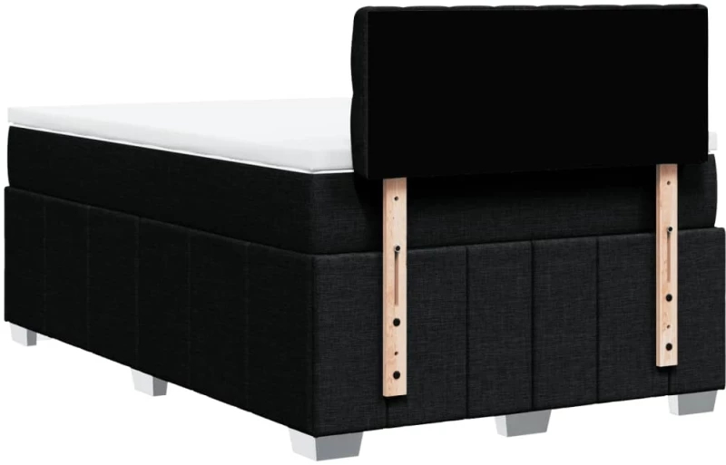 vidaXL Κρεβάτι Boxspring με Στρώμα Μαύρο 120x200 εκ. Υφασμάτινο