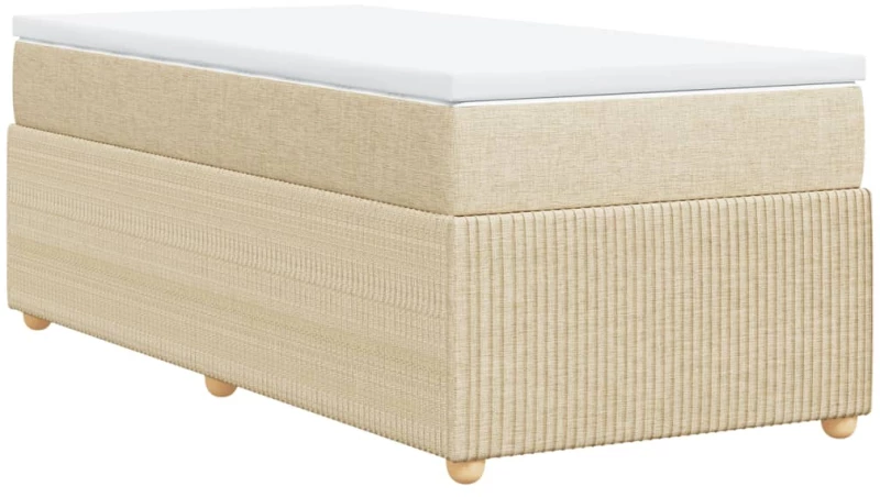 vidaXL Κρεβάτι Boxspring με Στρώμα Κρεμ 80 x 200 εκ. Υφασμάτινο