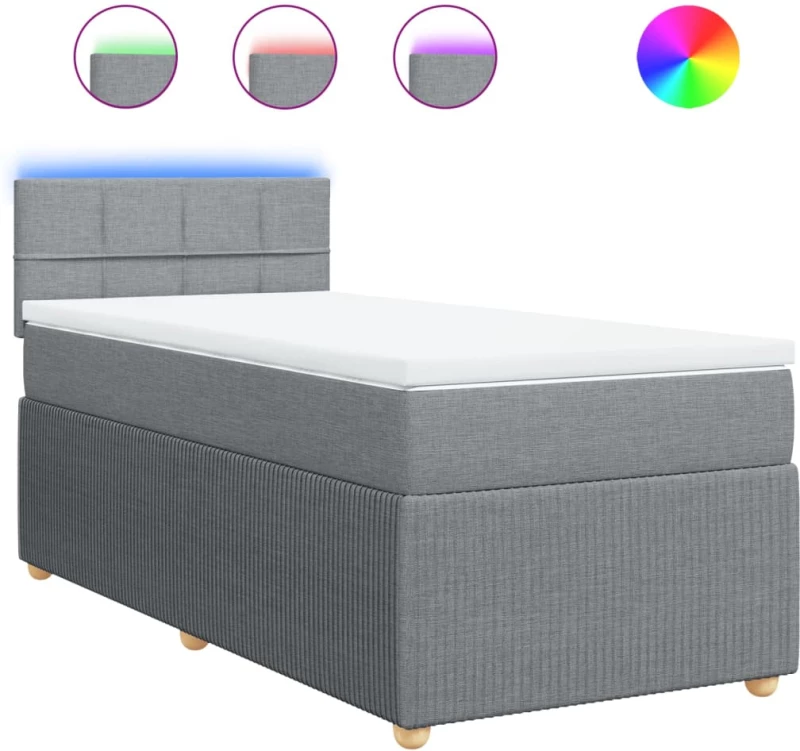 vidaXL Κρεβάτι Boxspring με Στρώμα Ανοιχτό Γκρι 80x200 εκ. Υφασμάτινο