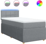 vidaXL Κρεβάτι Boxspring με Στρώμα Ανοιχτό Γκρι 80x200 εκ. Υφασμάτινο