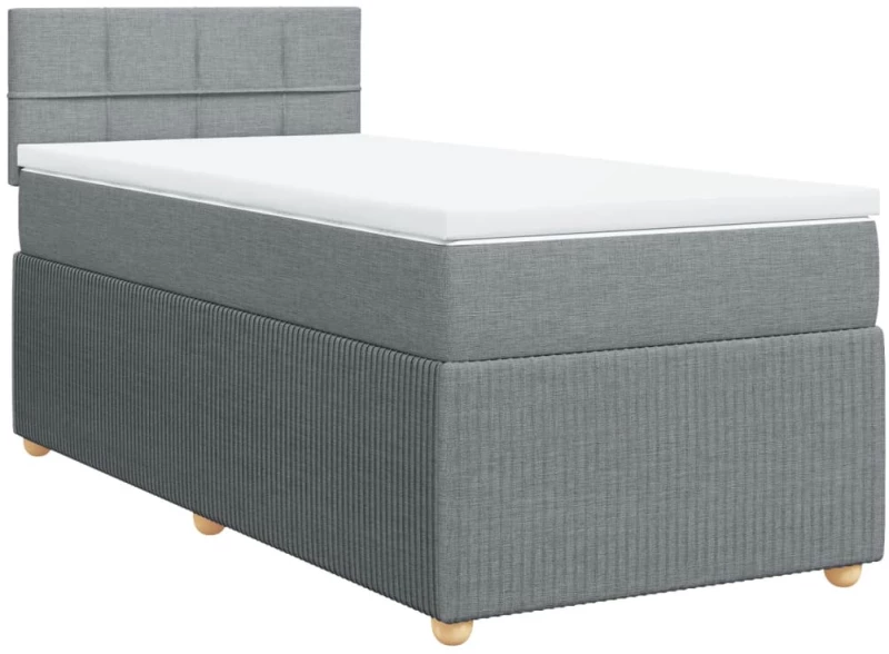 vidaXL Κρεβάτι Boxspring με Στρώμα Ανοιχτό Γκρι 80x200 εκ. Υφασμάτινο
