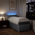 vidaXL Κρεβάτι Boxspring με Στρώμα Ανοιχτό Γκρι 80x200 εκ. Υφασμάτινο