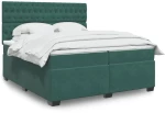 vidaXL Κρεβάτι Boxspring με Στρώμα Σκούρο Πράσινο 200x200εκ. Βελούδινο