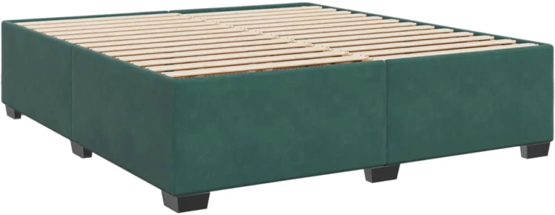 vidaXL Κρεβάτι Boxspring με Στρώμα Σκούρο Πράσινο 200x200εκ. Βελούδινο