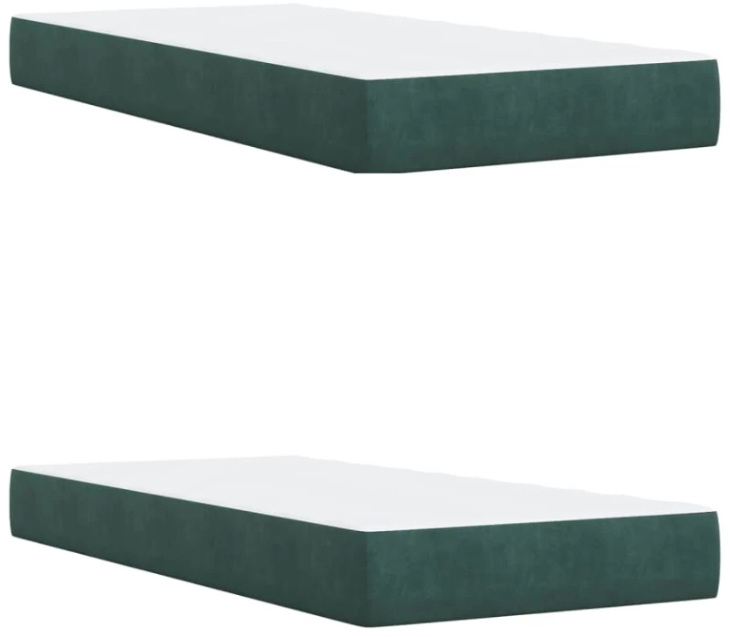 vidaXL Κρεβάτι Boxspring με Στρώμα Σκούρο Πράσινο 200x200εκ. Βελούδινο