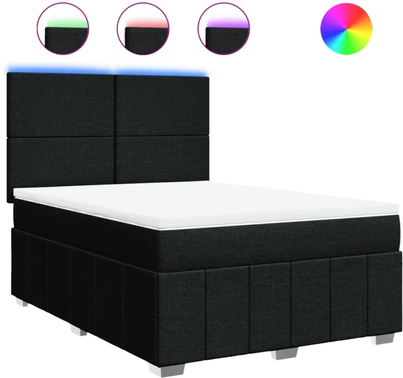 vidaXL Κρεβάτι Boxspring με Στρώμα Μαύρο 140x190 εκ. Υφασμάτινο