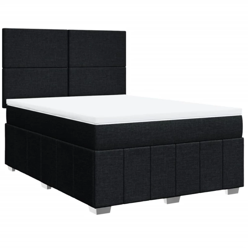 vidaXL Κρεβάτι Boxspring με Στρώμα Μαύρο 140x190 εκ. Υφασμάτινο