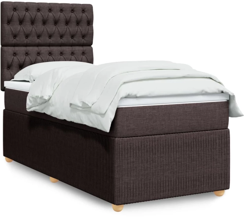 vidaXL Κρεβάτι Boxspring με Στρώμα Σκούρο Καφέ 80x200 εκ. Υφασμάτινο