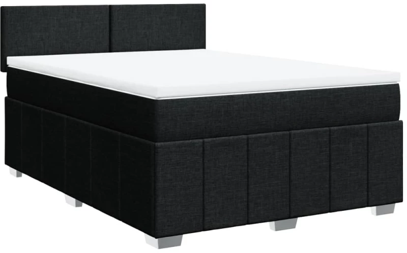 vidaXL Κρεβάτι Boxspring με Στρώμα Μαύρο 140x190 εκ. Υφασμάτινο